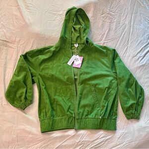 Green Corduroy Hooded Jacket